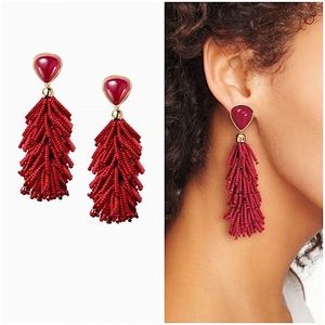 Stella & Dot Riva Tassel earrings-burgundy-used for display only, w/original box